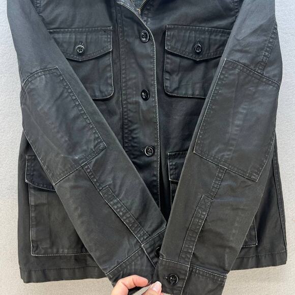 VTG J. Crew Jacket Women's S Black Washed and Aged Waxed Cotton Utility Preppy - Picture 7 of 12